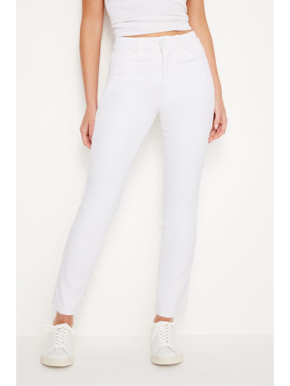 Sz 31 Good American White Good Legs Mid Rise Slim Straight Denim Jean NWT - Picture 6 of 8